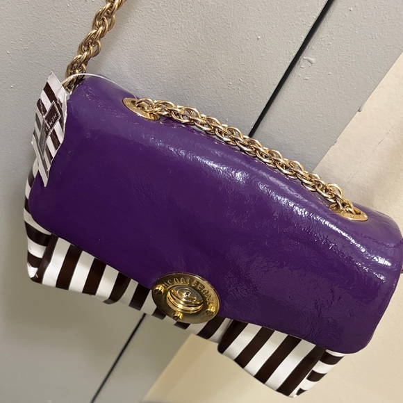 Henri Bendel Purple and Black Striped Women's Bag - Picture 3 of 15